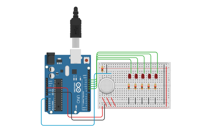 Circuit design Sensor Gas - Tinkercad