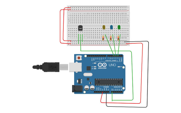Circuit design temperature sensor - Tinkercad