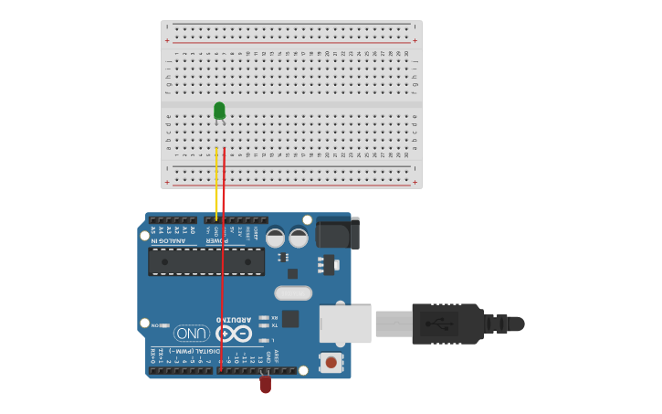 Circuit design Práctica 2 leds | Tinkercad