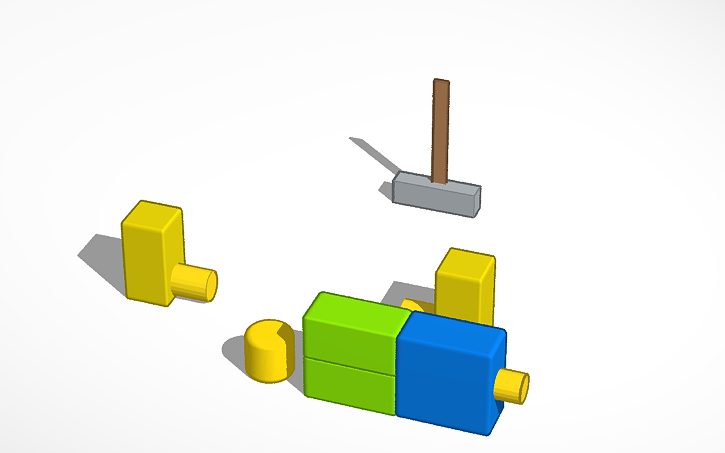 Copy Of Roblox Noob With Functional Arms And Head With Hammer Tinkercad - 3d design roblox noob tinkercad