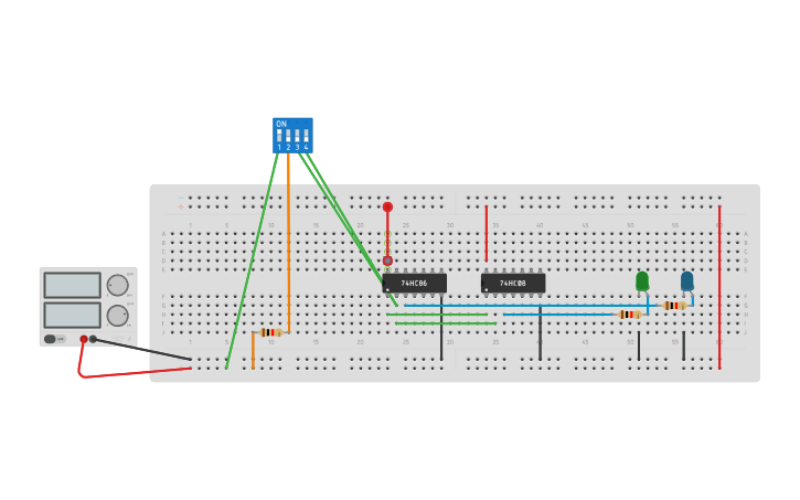Circuit design Half Adder | Tinkercad