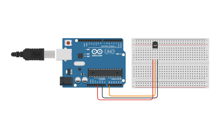 Circuit design Arduino - Temperature sensor with serial monitor - Tinkercad