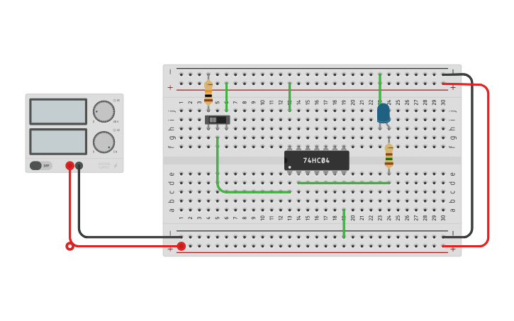 Circuit design circuito NOT - Tinkercad