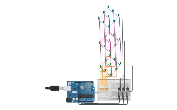 Circuit design Copy of Cubo de led | Tinkercad