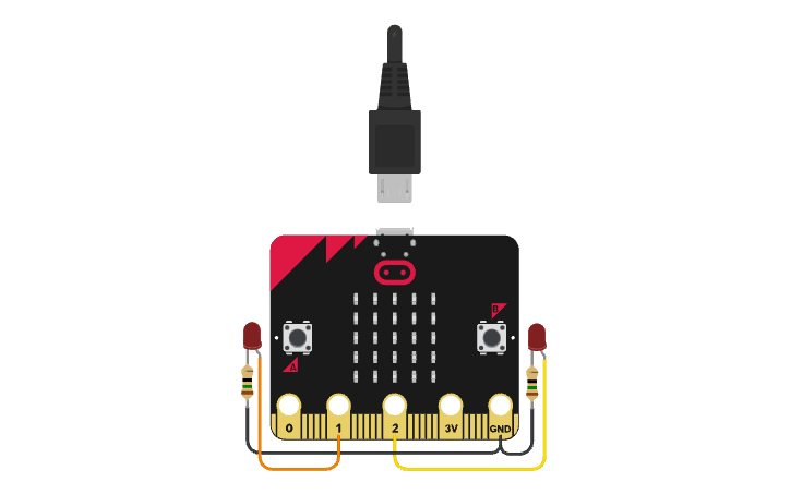 Circuit design Micro:Bit 1 Bit Half Adder - Tinkercad