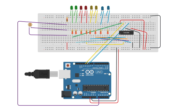 Circuit design Light Sensor - Tinkercad
