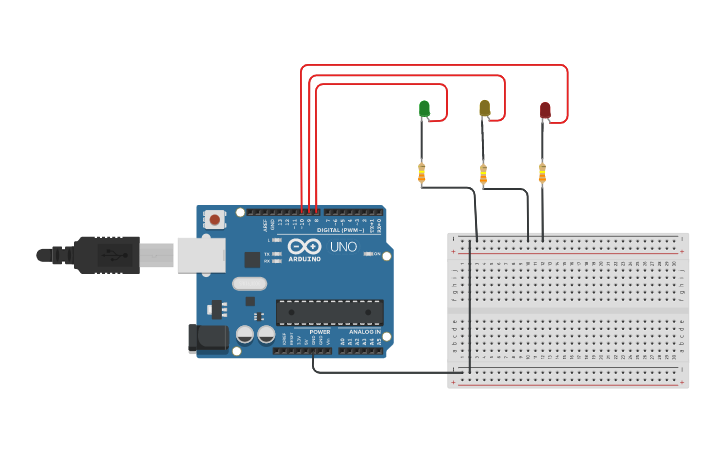 Circuit design RANGKAIAN  LAMPU  LALU  LINTAS  Tinkercad