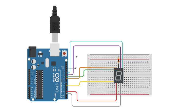 tinkercad 7 segment display with push button