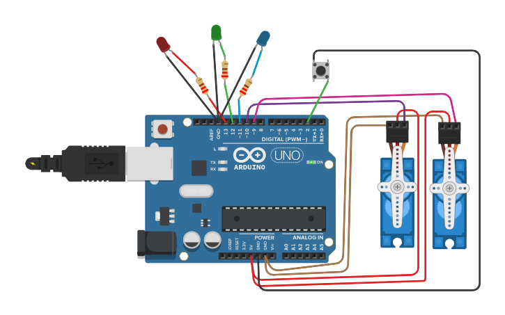 Circuit design Interactive MultiTasking OOP Arduino - Tinkercad