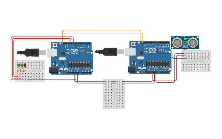 Circuit design I2C - 2 Arduinos - Tinkercad