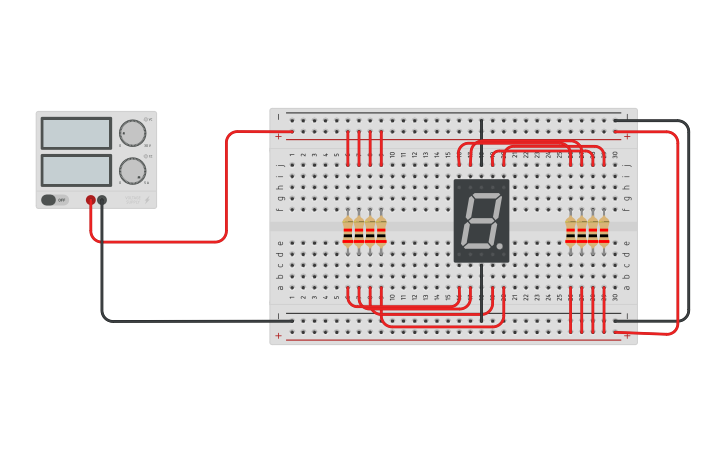 Circuit design 7 segment | Tinkercad