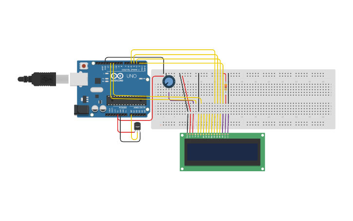 Circuit design Temp Sensor With Screen - Tinkercad