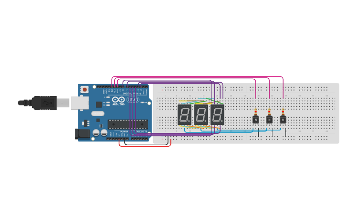 Circuit design Display 7 Seg. 3 Digit. - Tinkercad