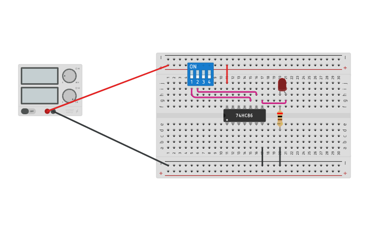Circuit design Porta XOR 7486 | Tinkercad