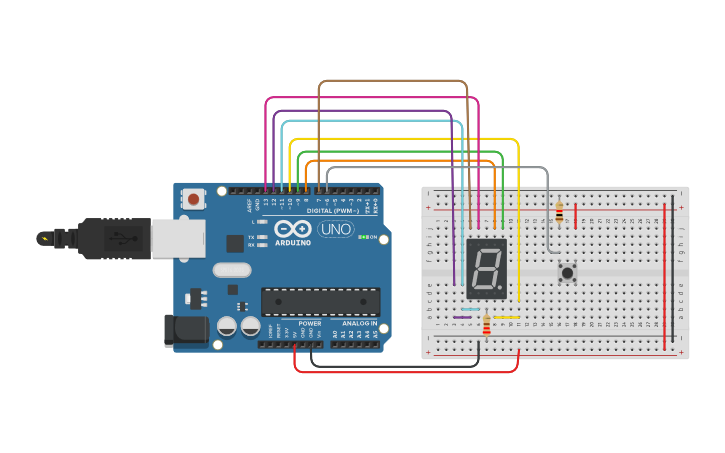 Circuit design Display 7 segmentos - Tinkercad