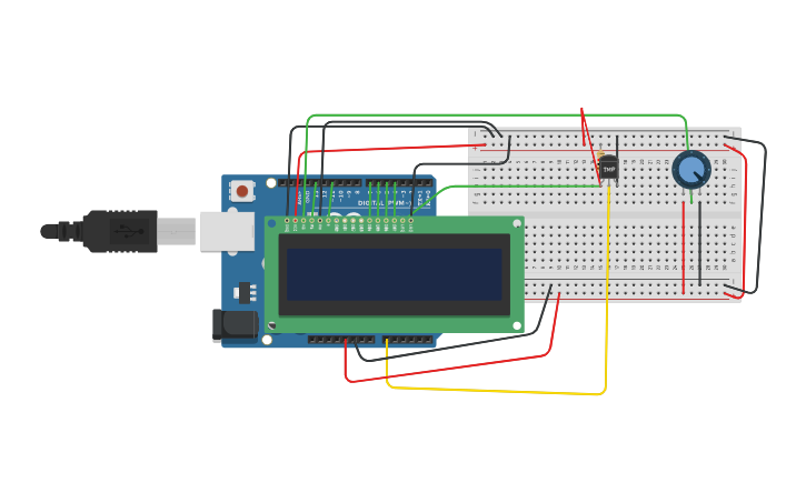 Circuit design Temperature measurement | Tinkercad