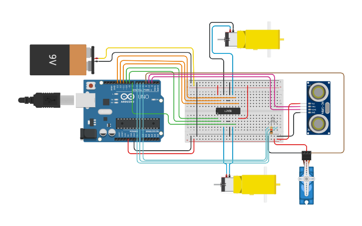 Circuit design Movil Oruga | Tinkercad