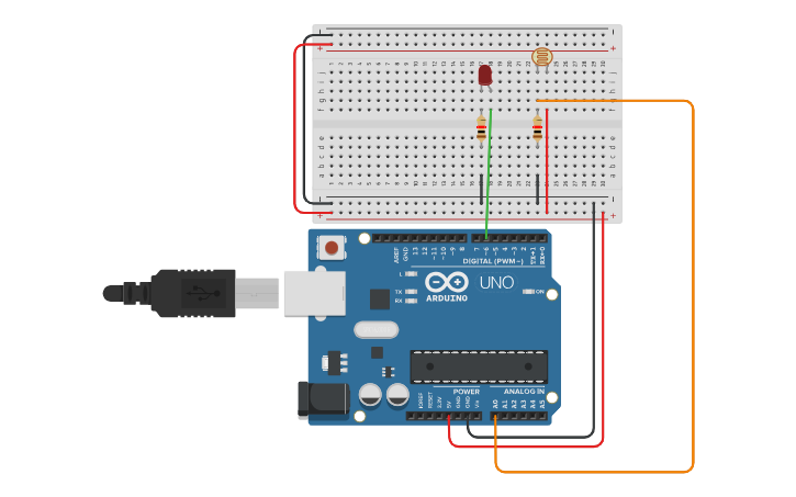 Circuit design Arduino 光控LED燈 - Tinkercad