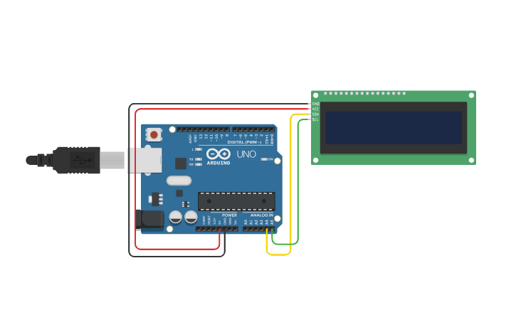 Circuit design LAFVIN I2C Arduino Uno LCD - Tinkercad