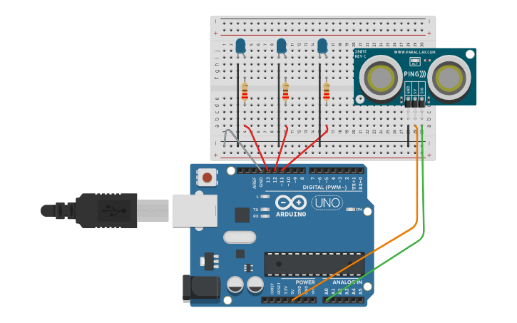 Circuit design Ultrasonidos | Tinkercad