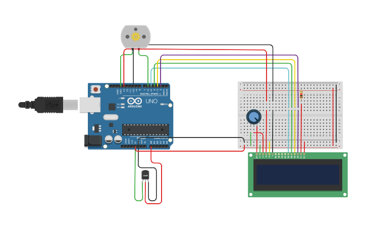 Circuit design Temperature Based Fan control - Tinkercad