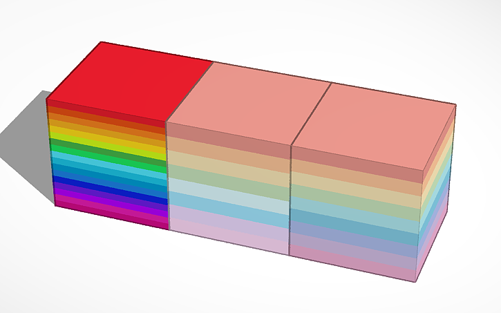 3D design 3 versions of gradient block - Tinkercad