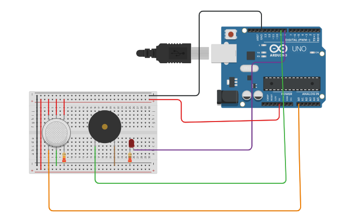 Circuit design gas sensor project | Tinkercad