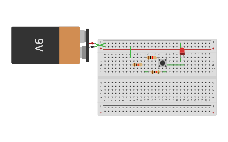 Circuit design Push button circuit | Tinkercad