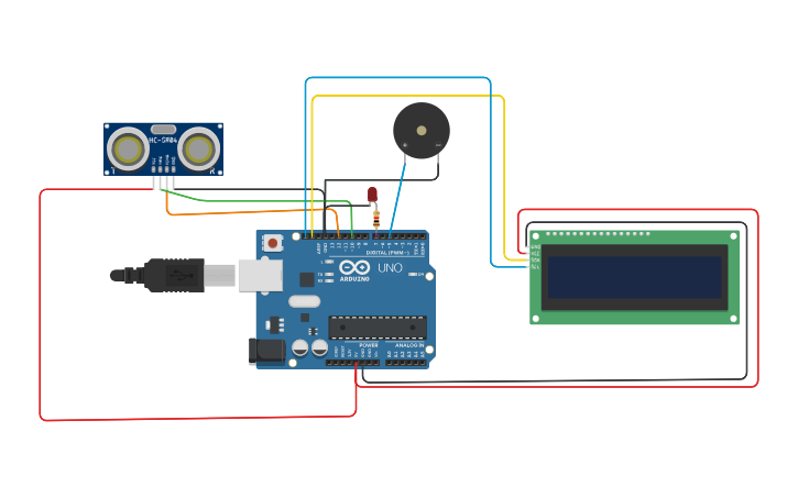 Circuit design Program 7: Ultrasonic Distance Sensor - Tinkercad