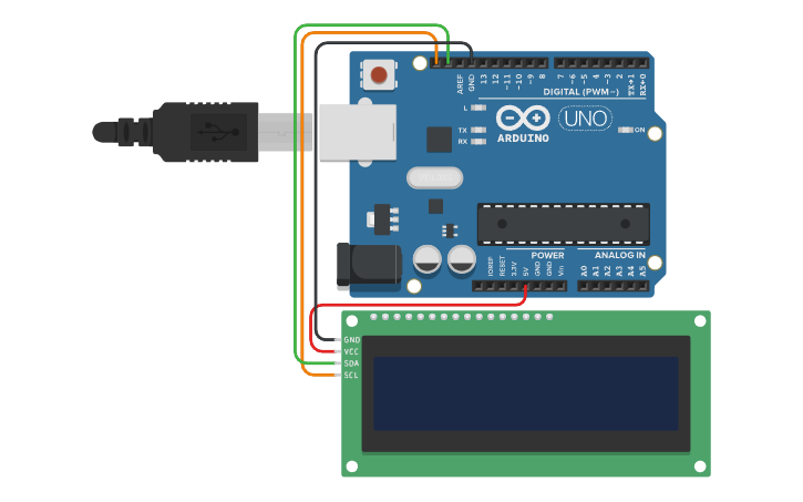 Circuit design LCD I2C - Tinkercad