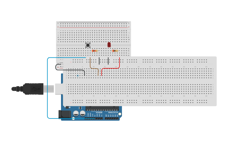 Circuit design Push button - Tinkercad