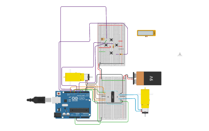 Circuit design CARRINHO ROBÔ - Tinkercad