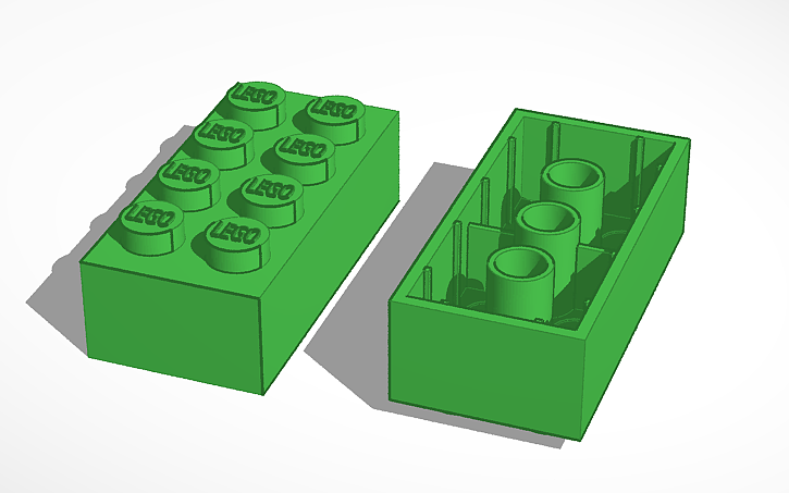 3D design LEGO block 2x4 - Tinkercad