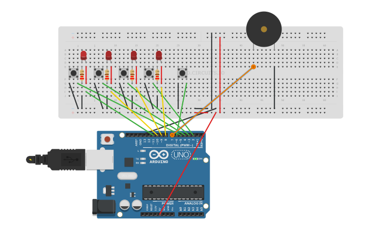 Circuit design Game Show Buzzers - Tinkercad