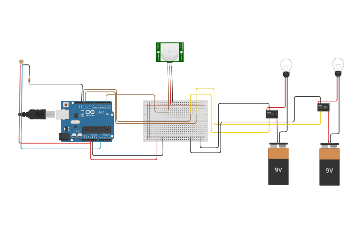 Circuit design IOT Lab Fat Set 2 Automatic Room Lighting System - Tinkercad