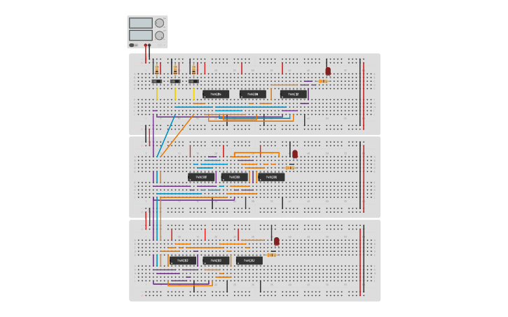 Circuit design Original Circuit, NAND and NOR Equivalents - Tinkercad
