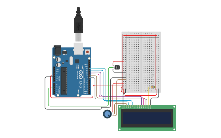 Circuit design Pomiar Temperatury | Tinkercad