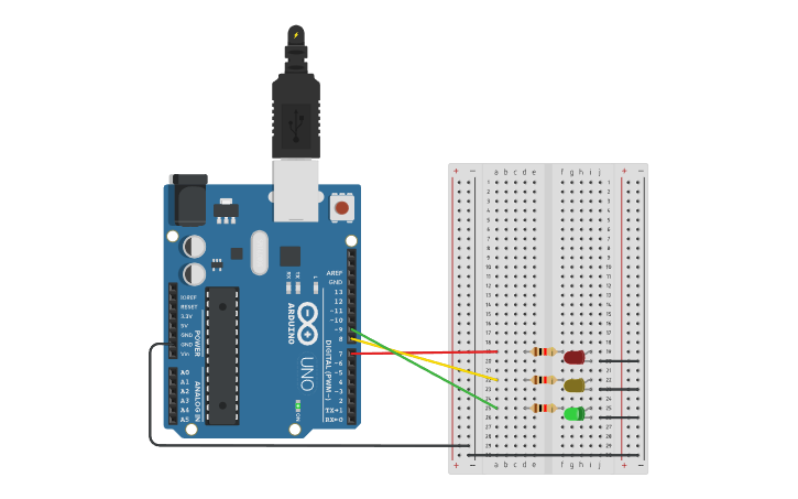 Circuit design Traffic Light Simulator - Tinkercad