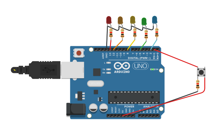 Circuit design police lights - Tinkercad