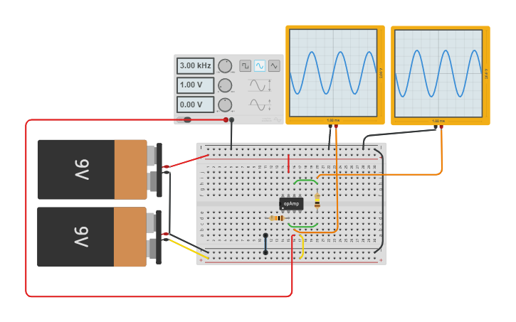 Circuit design amplificador no inversor - Tinkercad