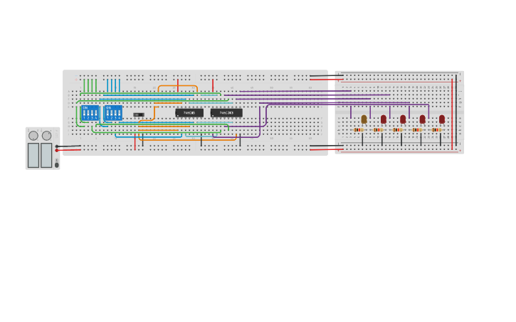 Circuit design 4 bit Parallel Adder/Subtractor - Tinkercad