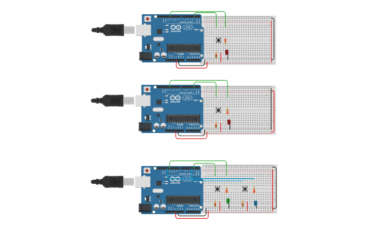 Circuit design Actividad 3 (Interruptores) - Tinkercad