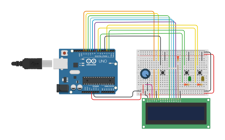 Circuit design LCD Counters Lab Part A - Tinkercad