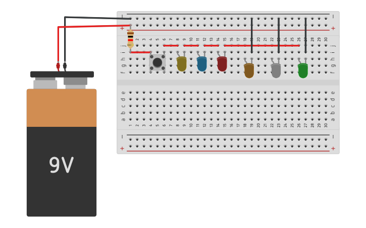Circuit design Circuito Mixto con resistencia y led Juan Ovalle 801 | Tinkercad