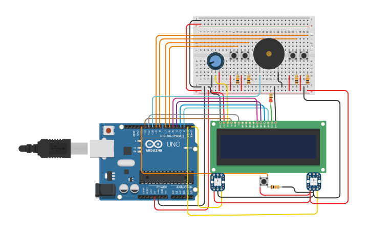 Circuit design Arduino-UNO-Ping-Pong-Game-v2.0 - Tinkercad