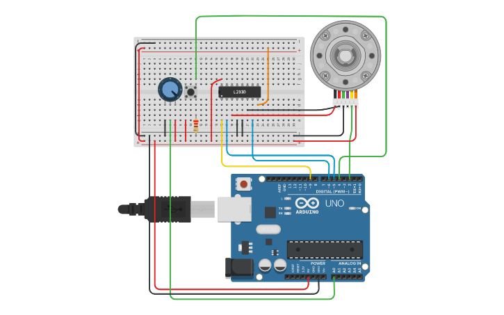 Circuit design DC motor with encoder (edit) - Tinkercad