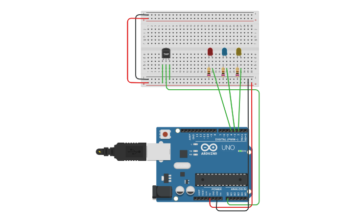 Circuit design Led Temperature Indicator - Tinkercad