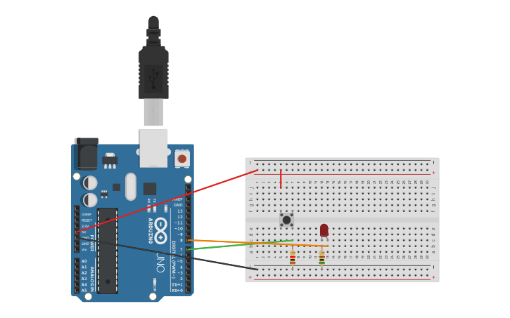 Circuit design Circuito con un pulsador y un LED - Tinkercad