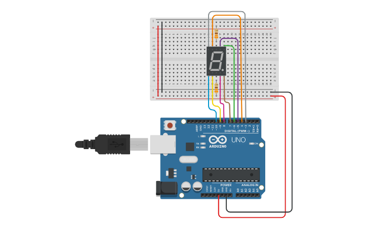 Circuit design Arduino-SevenSegment - Tinkercad