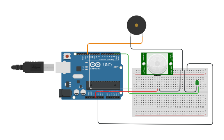 Circuit design PIR Motion Sensor 63702559 - Tinkercad